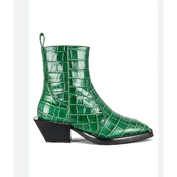 Alias Mae Petra Green Croc Embossed Bootie Boots Shoes Western Revolve NIB 8 38 - Picture 2 of 14
